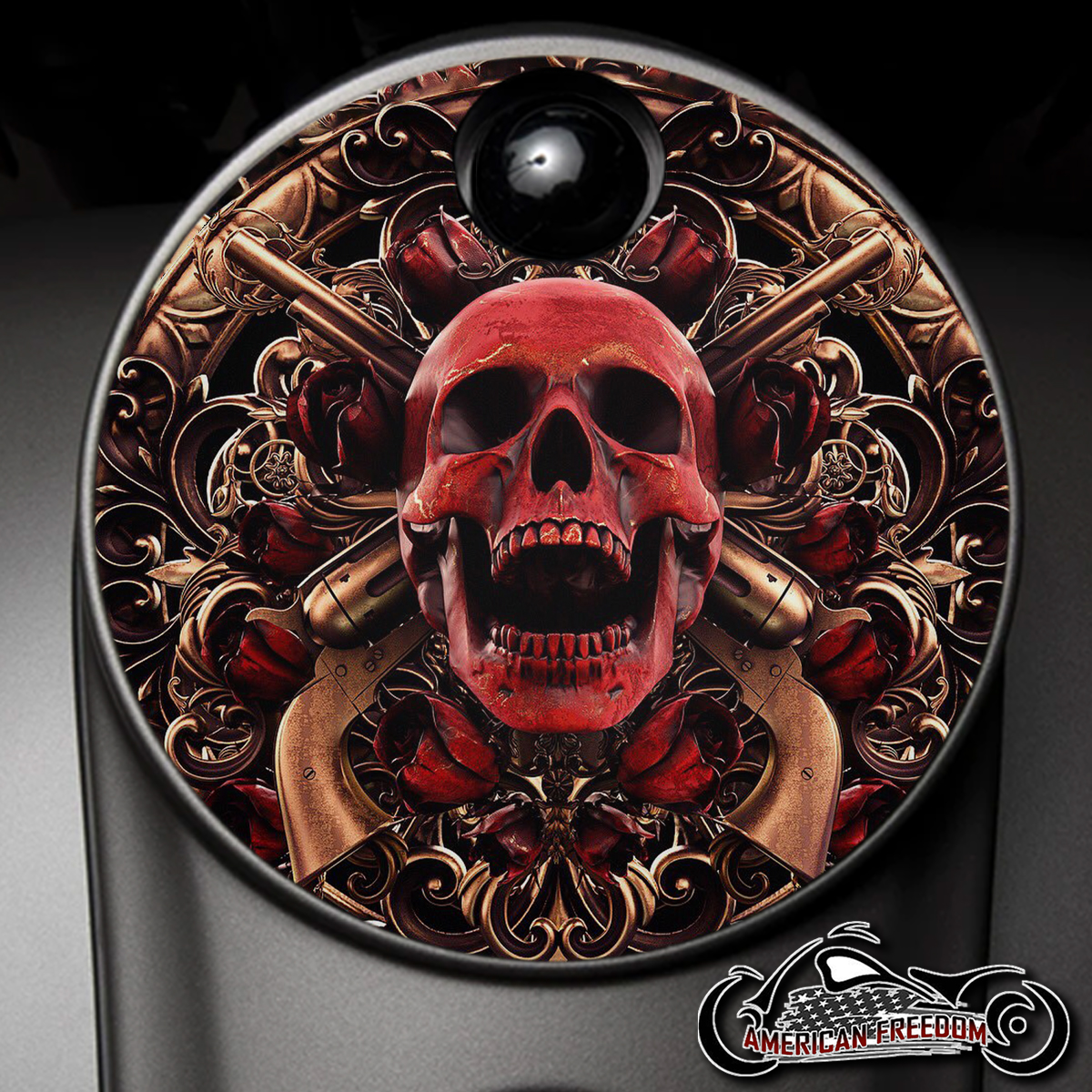 Custom Fuel Door - Red Skull Guns - Click Image to Close